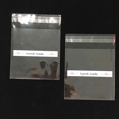 2000pcs/lot Clear"hand made" Plastic cookie packaging bags cupcake wrapper self adhesive bags 10x10cm