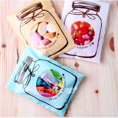 1pack=1500pcs 3colors plastic packaging bags 7x10cm food self sealing bags cookie bags